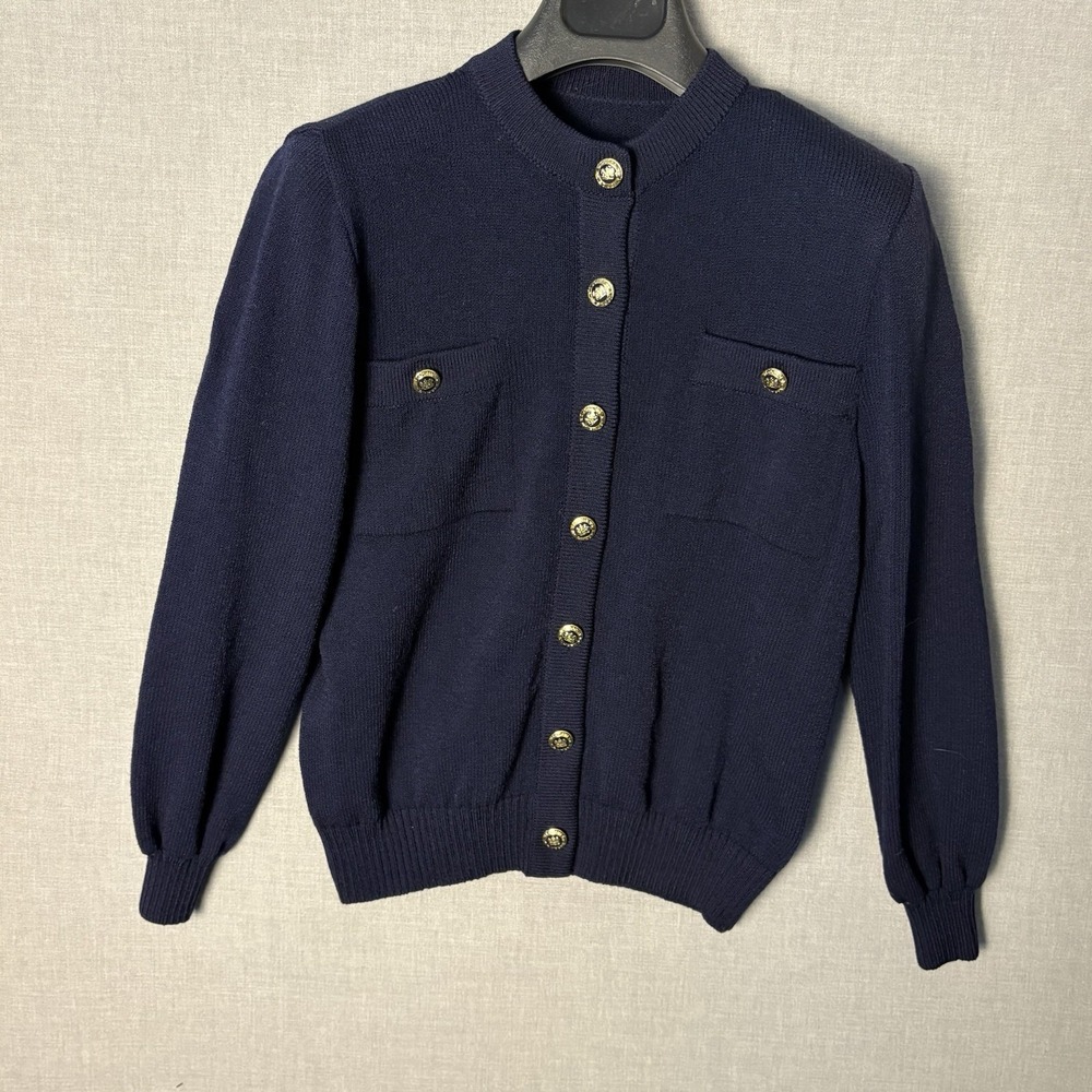 Vintage 80's Navy St. John Cardigan Old Money Quiet Luxury Preppy Small Medium
